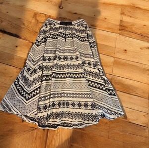 Alice + Olivia Black and White Patterned Midi Skirt